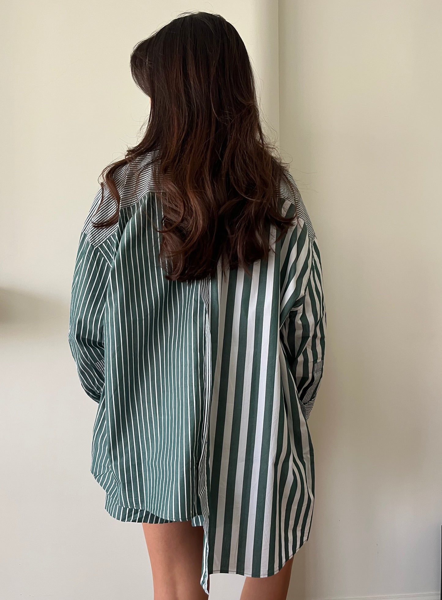 The Striped Shirt & Bralette (Seaweed)