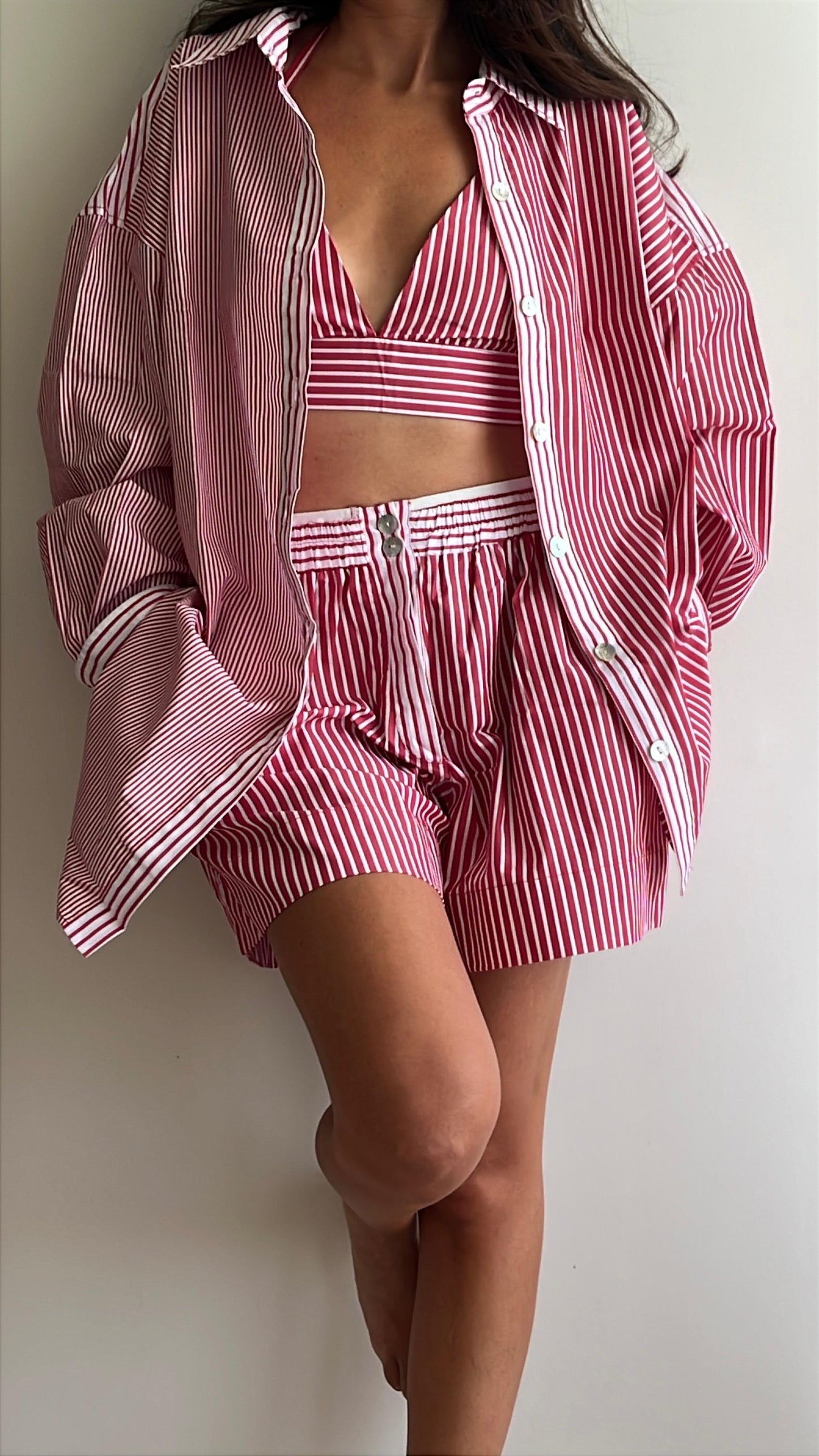 The Striped Shirt & Bralette (Pomodoro)