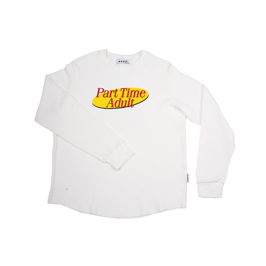 Part Time Adult Waffle Crewneck (White)